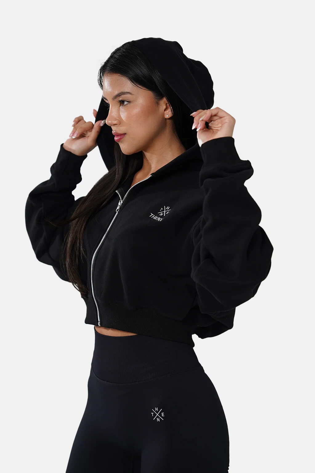 Thenx Women Zip Hoodie - Black - Image 3