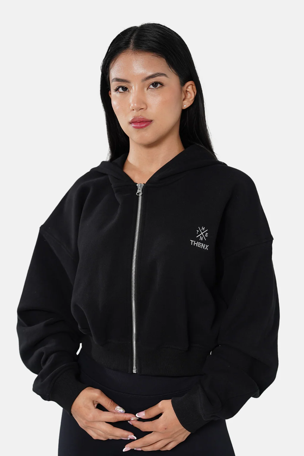 Thenx Women Zip Hoodie - Black - Image 4
